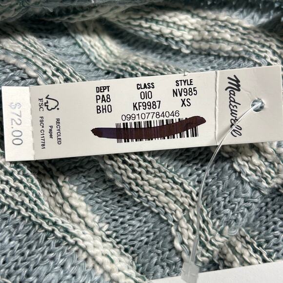 Madewell Women's Crewneck Slouch Knit Sweater Stripe Blue Horizon XS New - Picture 8 of 9